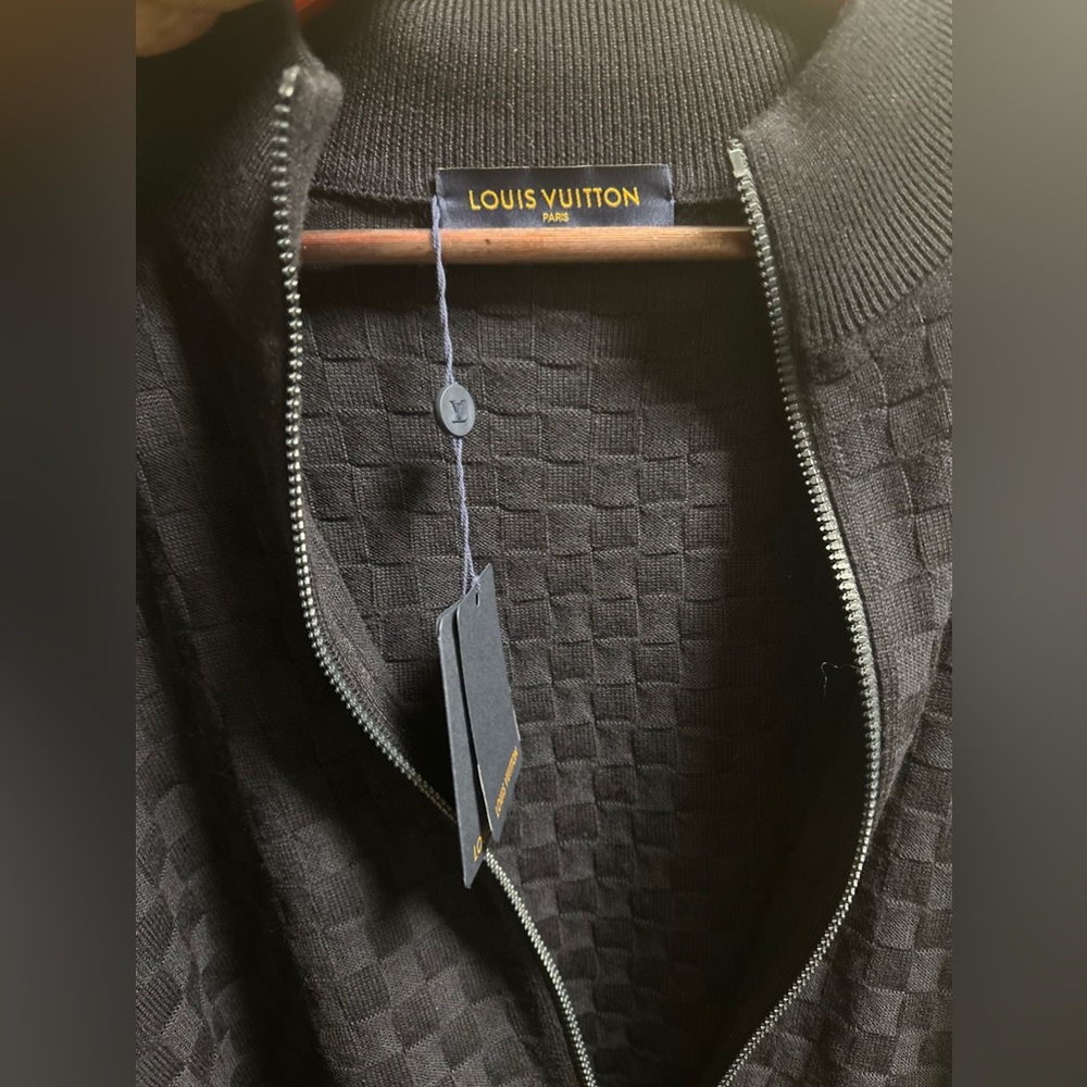 Louis Vuitton Dark Blue Checkered Zip-Up Sweater - Picture 5 of 16